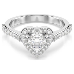 UNA ANGELIC HEART RING, WHITE, RHODIUM PLATED