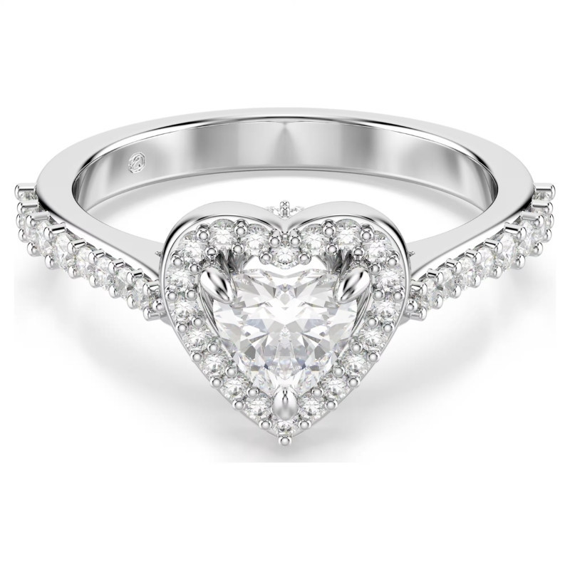 UNA ANGELIC HEART RING, WHITE, RHODIUM PLATED