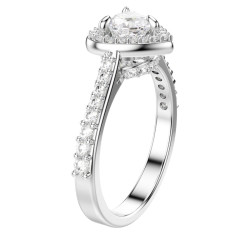 UNA ANGELIC HEART RING, WHITE, RHODIUM PLATED