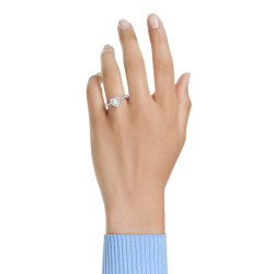 UNA ANGELIC HEART RING, WHITE, RHODIUM PLATED
