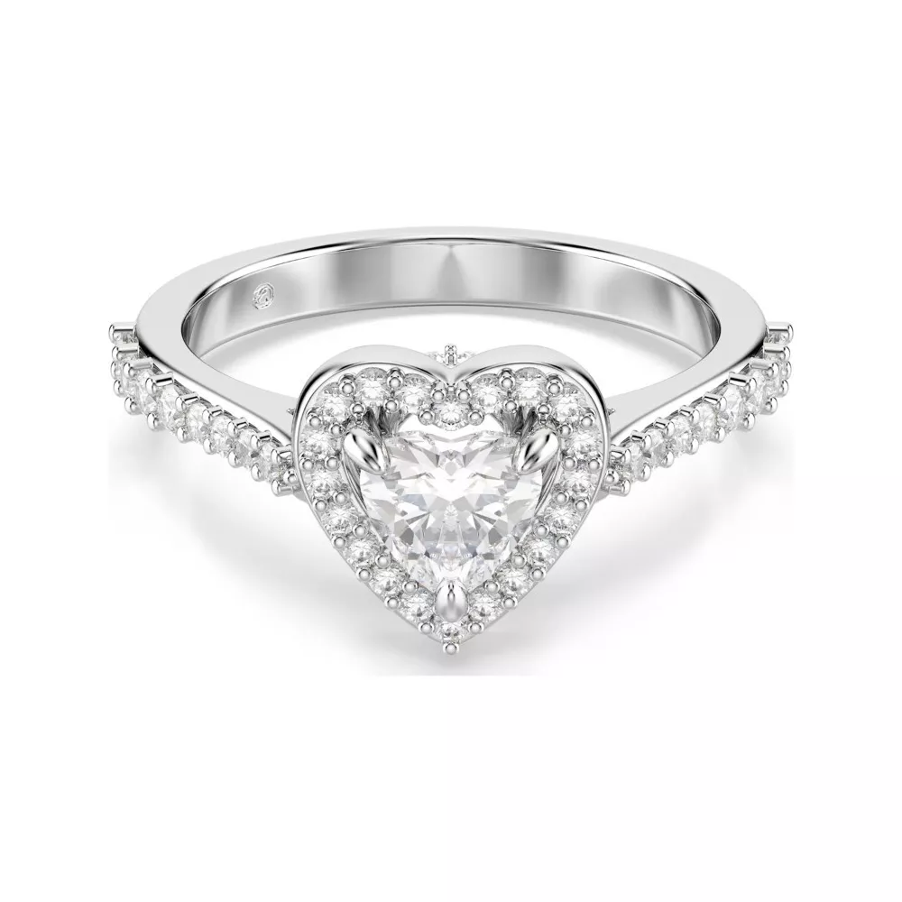 ANELLO UNA ANGELIC CUORE, BIANCO, PLACCATO RODIO