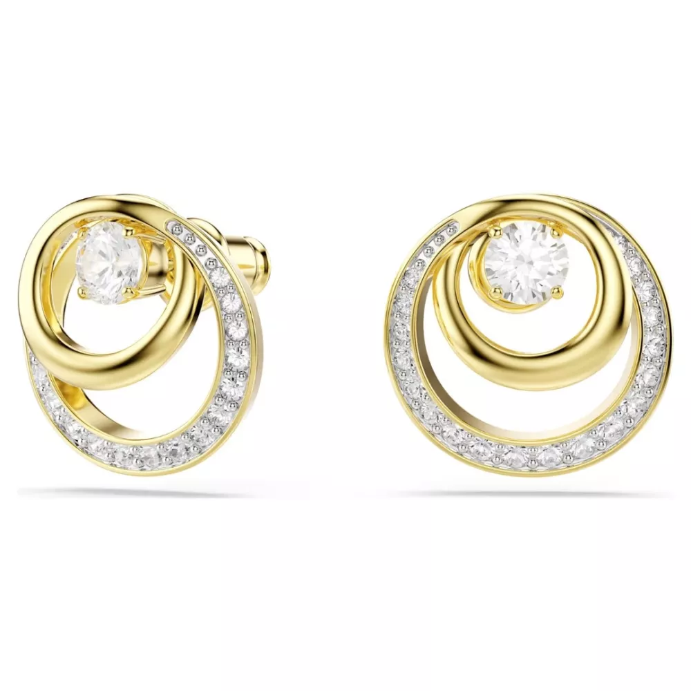 HYPERBOLA STUD EARRINGS, WHITE & GOLD 5740407