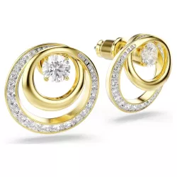 HYPERBOLA STUD EARRINGS, WHITE & GOLD 5740407