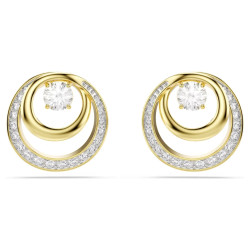 HYPERBOLA STUD EARRINGS, WHITE & GOLD 5740407