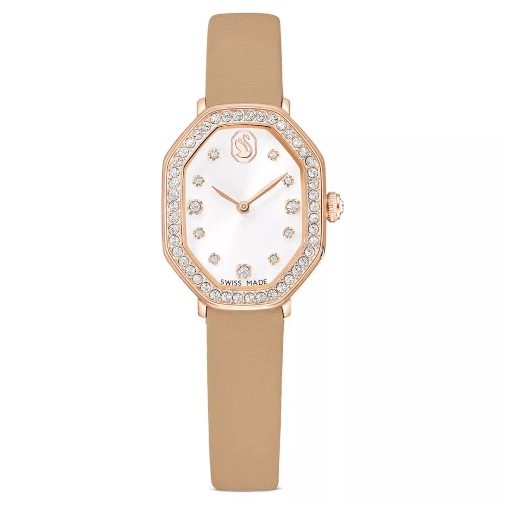 DEXTERA OCTAGON WATCH, LEATHER STRAP