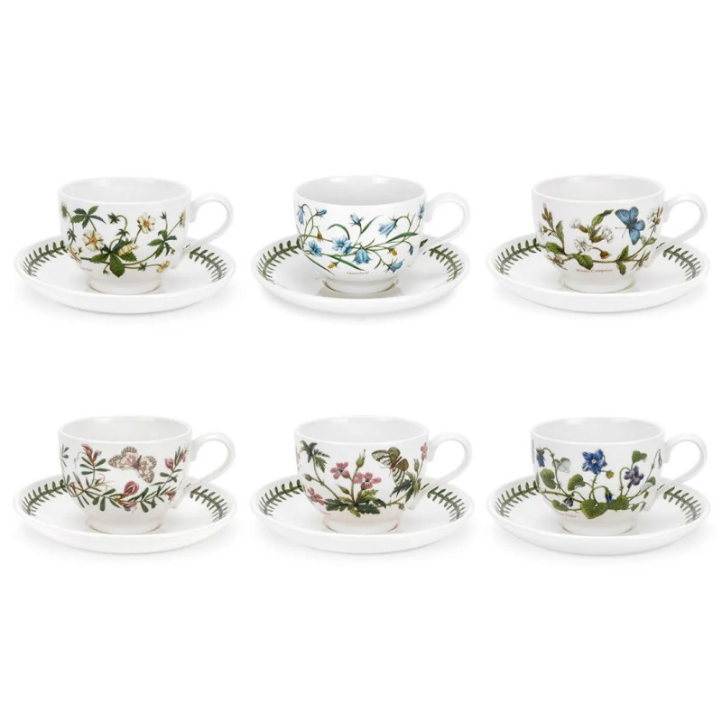 SET OF 6 BOTANIC GARDEN BREAKFAST CUPS WITH SAUCER BG04557