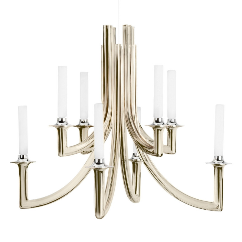 KHAN METALLIZED SUSPENSION LAMP, GLOSSY CHAMPAGNE