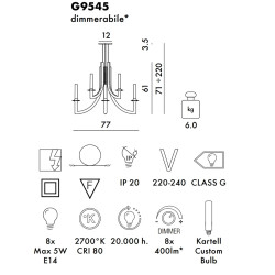 KHAN METALLIZED SUSPENSION LAMP, GLOSSY CHAMPAGNE