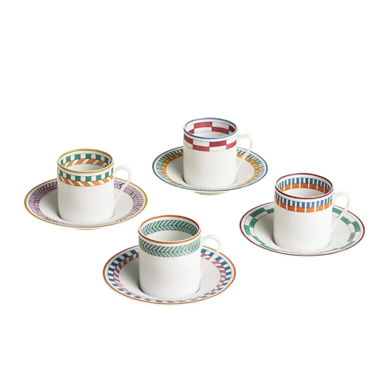 SET 4 COFFEE CUPS WITH PLATES EN CONTREPOINT 65417P