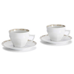 SET OF 2 TEA CUPS WITH SAUCER, ARCADIA GOLD & PLATINUM