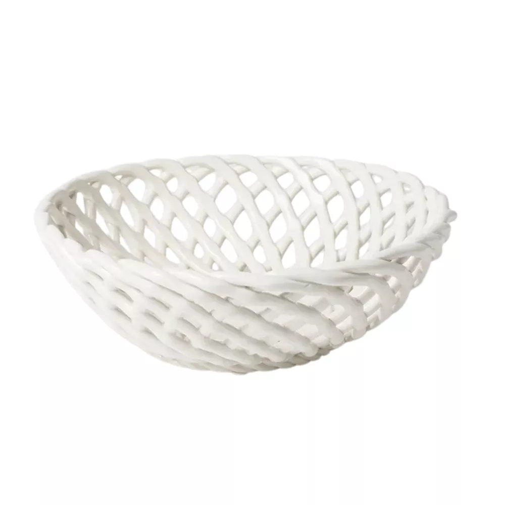 ROUND WHITE SPAGHETTO BASKET 24 CM , EMP403
