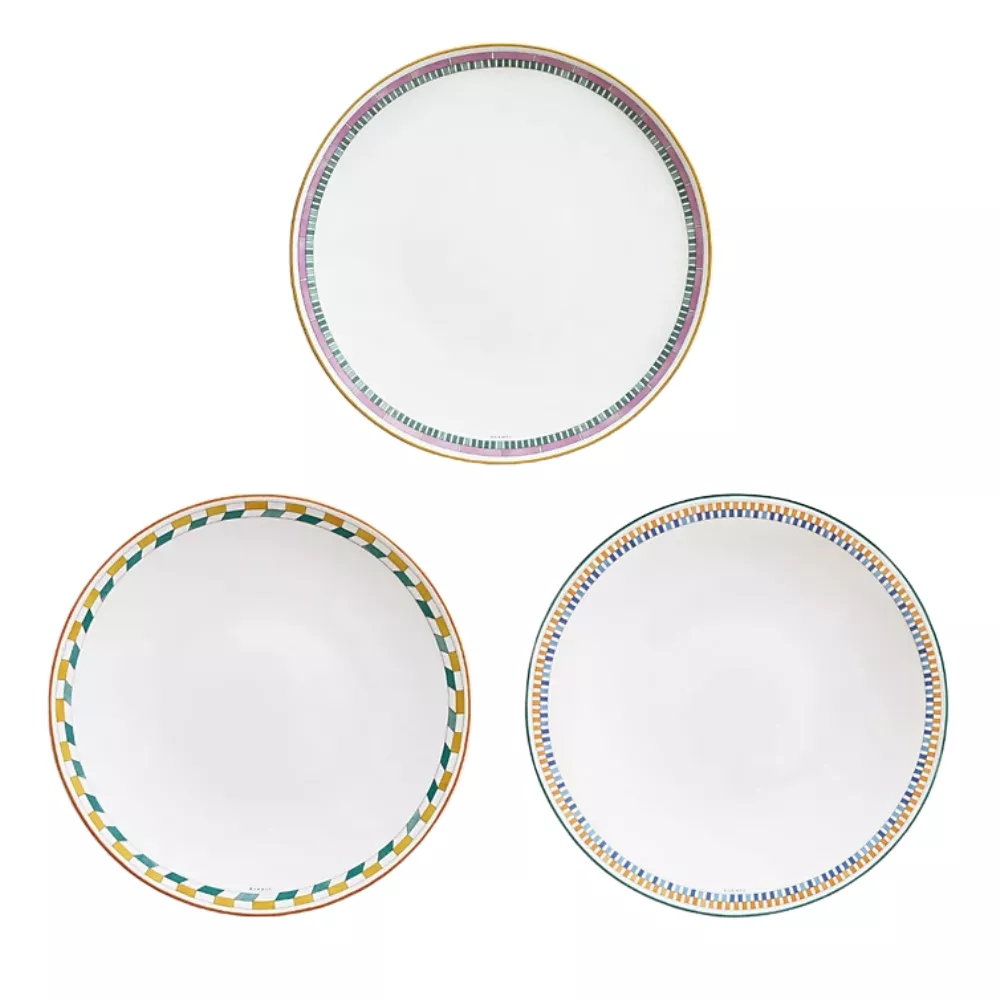 SET OF 3 FLAT PLATE 27 CM EN CONTREPOINT, 65301P