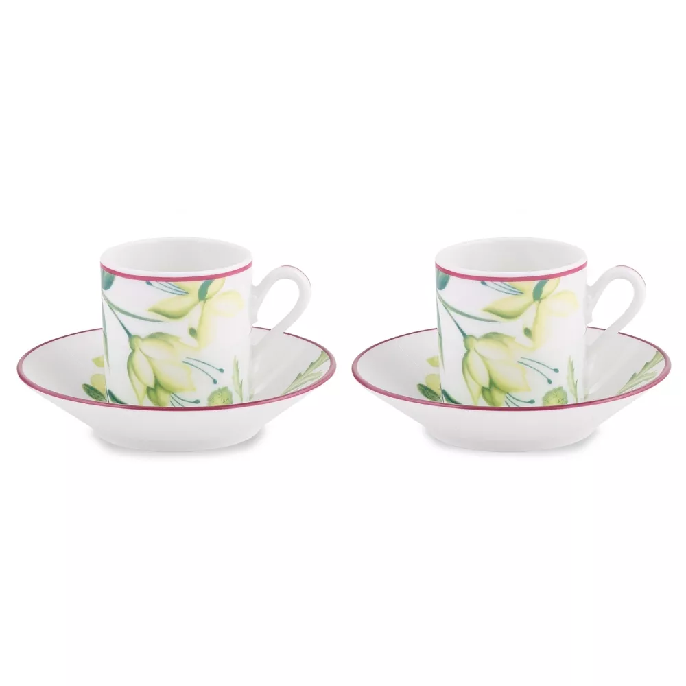 SET OF 2 COFFEE CUPS WITH SAUCER, FLORENZA