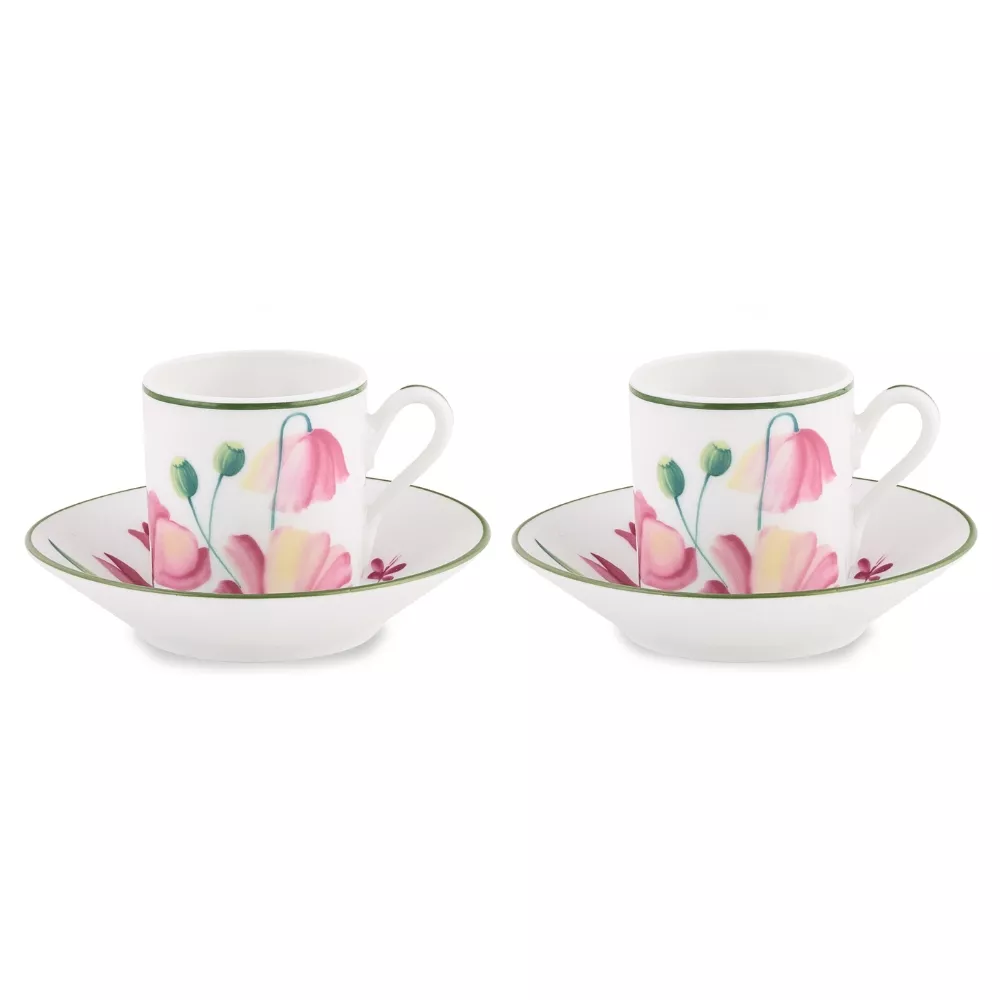 SET 2 TAZZE CAFFE CON PIATTO, FLORENZA