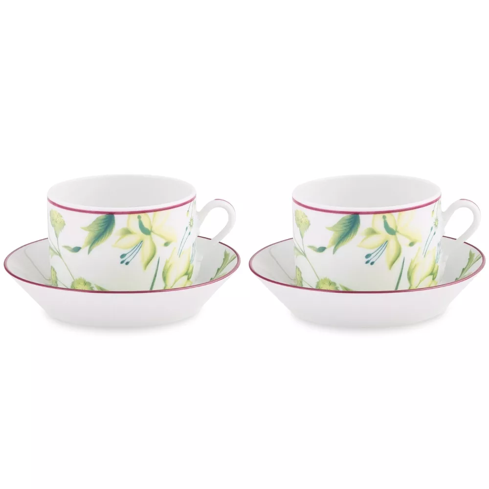 SET OF 2 TEA CUPS WITH SAUCER, FLORENZA
