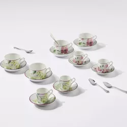 SET OF 2 TEA CUPS WITH SAUCER, FLORENZA