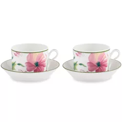 SET OF 2 TEA CUPS WITH SAUCER, FLORENZA