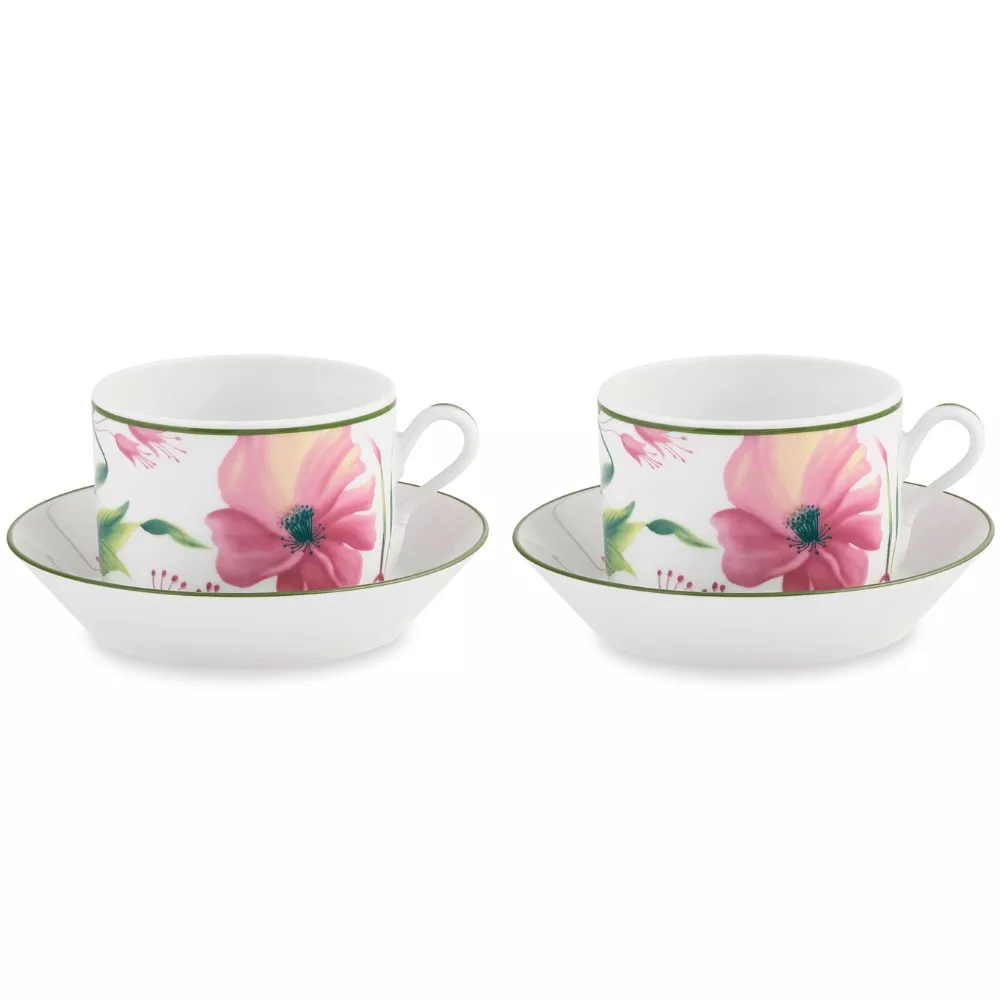 SET OF 2 TEA CUPS WITH SAUCER, FLORENZA
