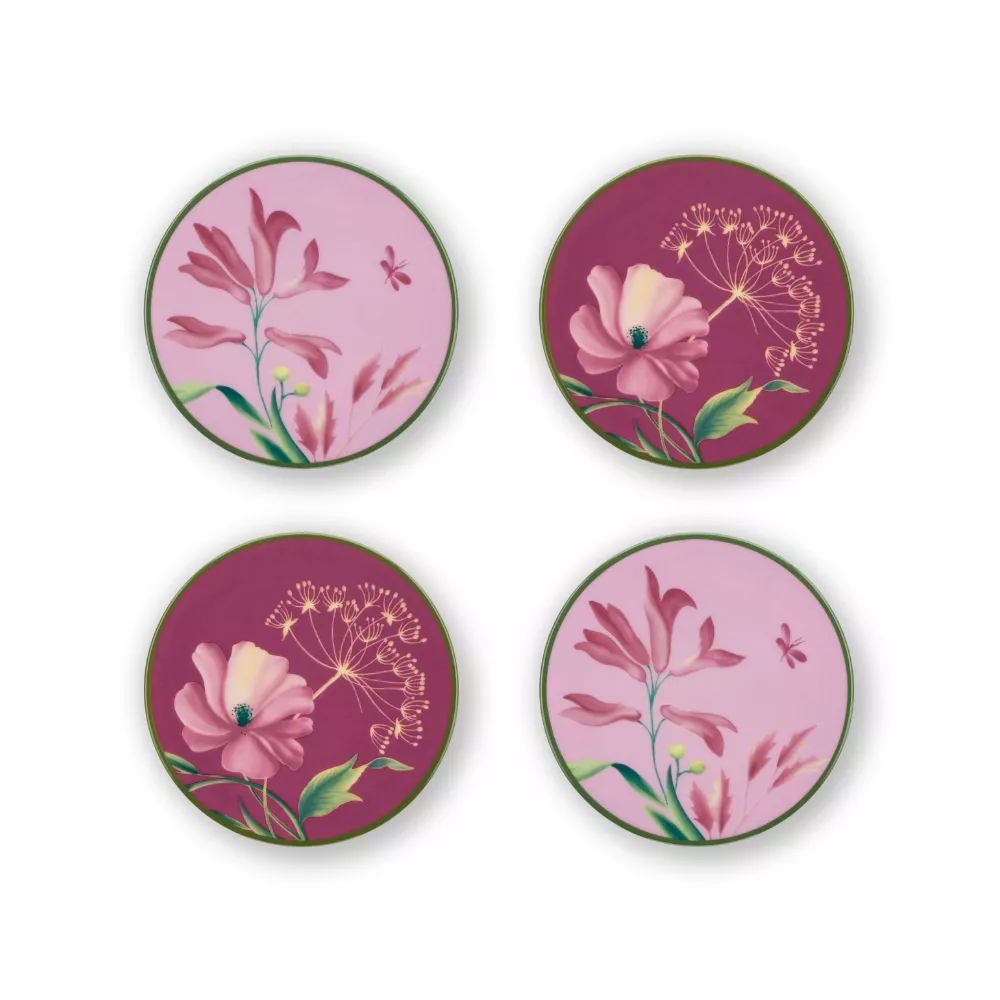 SET OF 4 PORCELAIN COASTERS, FLORENZA