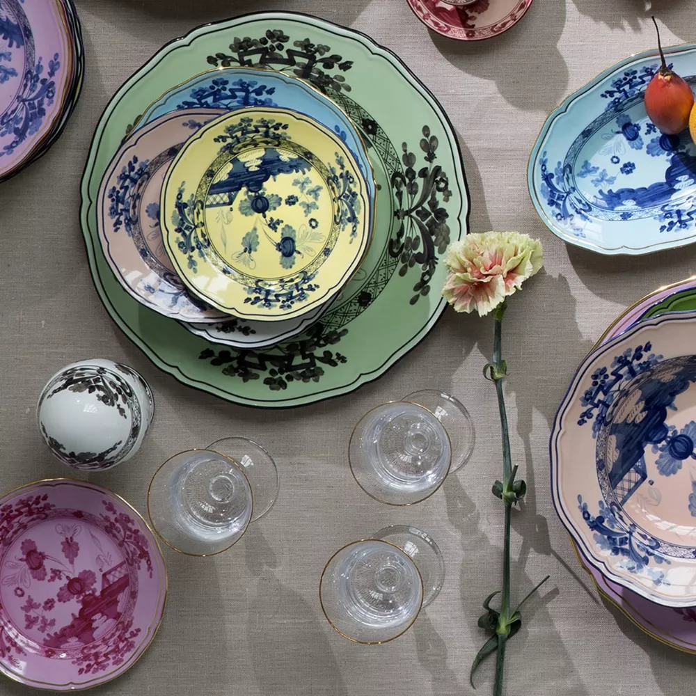 Novastyl Set 6 Piatti Calotta In Gres Giallo 19 Cm – Collezione Jaipur, Decorazione Floreale In Rilievo