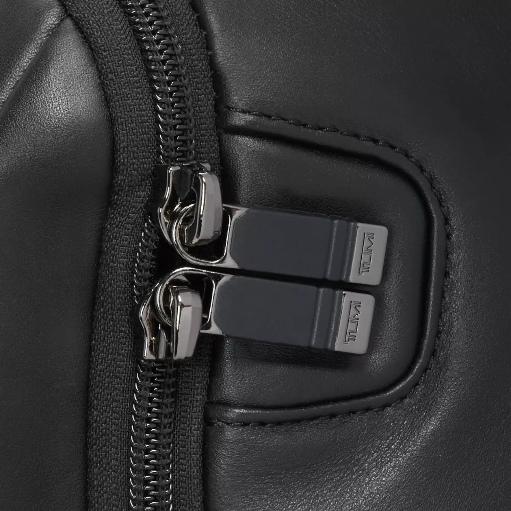 BLACK LEATHER BACKPACK, ALPHA 4