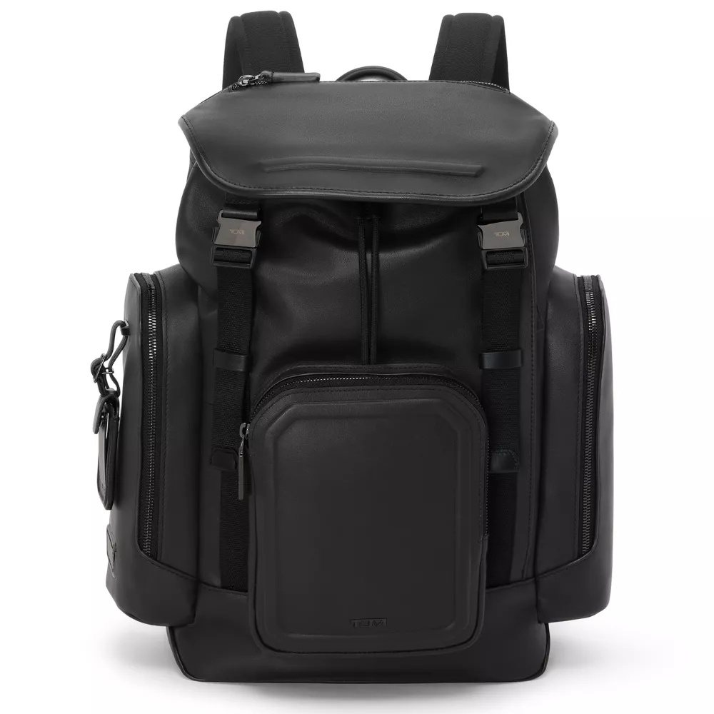 ZAINO NERO IN PELLE, GRIFFEN FLAP HARRISON