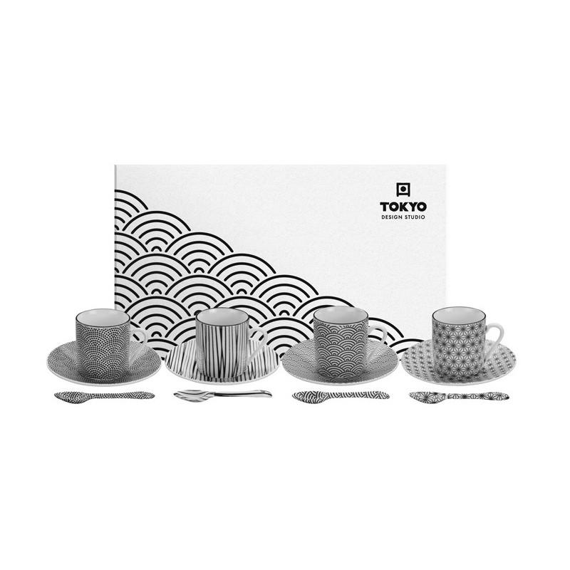 SET 4 TAZZINE CAFFÃ‰ + CUCCHIAINI NIPPON NERO TK 17997 TOKYO DESIGN STUDIO