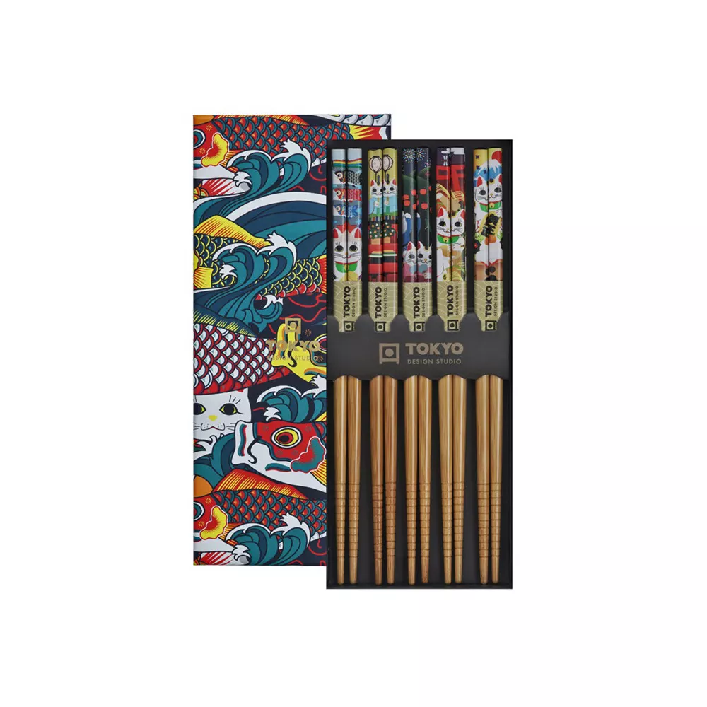 SET OF 5 PAIR OF CHOPSTICKS LUCKY & KOINOBORI TK 17946 TOKYO DESIGN STUDIO