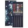 SET OF 5 PAIR OF CHOPSTICKS CHERRY BLOSSOM BLUE TK 17948 TOKYO DESIGN STUDIO