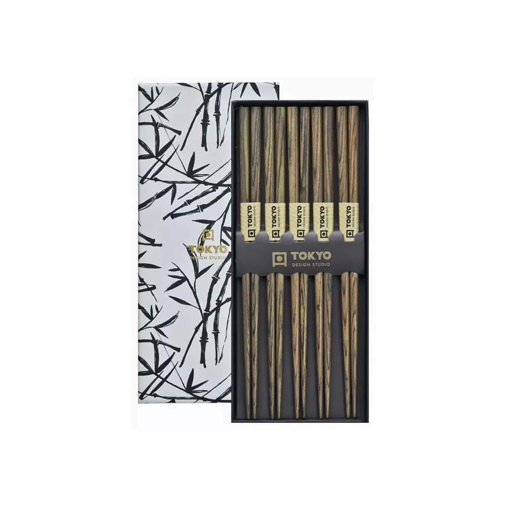 SET OF 5 PAIR OF CHOPSTICKS BAMBOO WHITE TK 17949 TOKYO DESIGN STUDIO