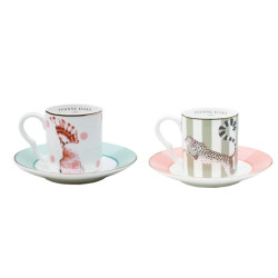 SET OF 2 COFFEE CUPS WITH SAUCERS, A22004016