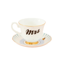 TEA CUP WITH SAUCER, MRS...