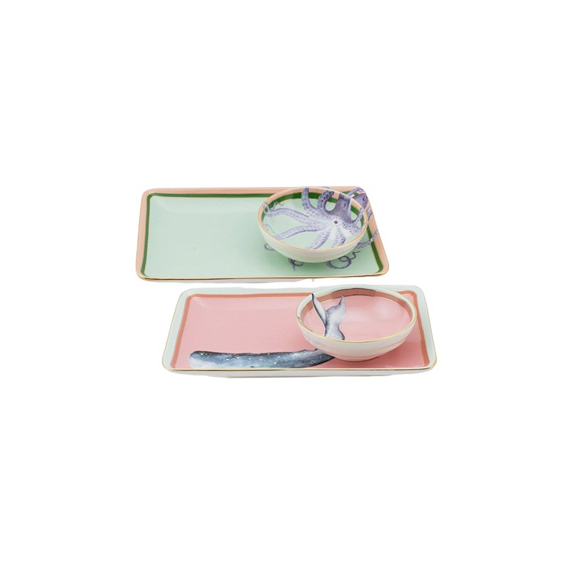 SET OF 2 SUSHI TRAYS WITH DIP BOWL, A22010014