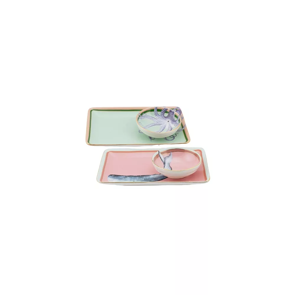 SET OF 2 SUSHI TRAYS WITH DIP BOWL