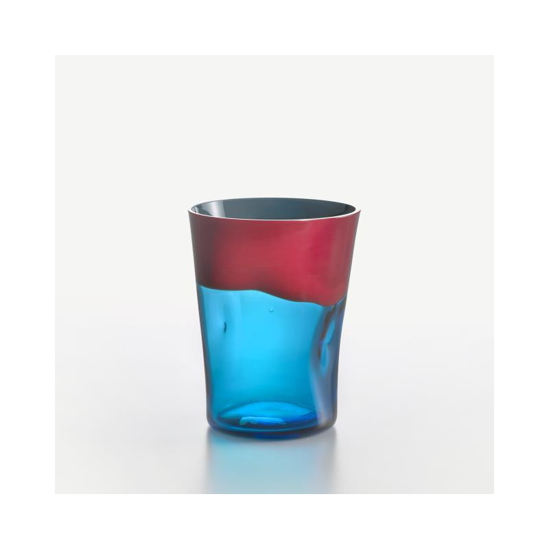 TUMBLER IN MURANO S GLASS LIGHT BLUE & CORAL DANDY