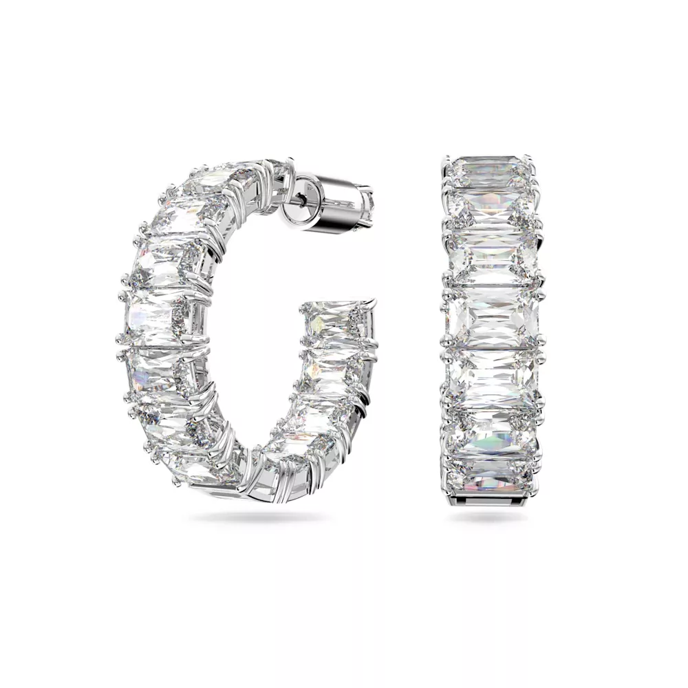 MATRIX HOOP EARRINGS WHITE RHODIUM PLATED 5612673