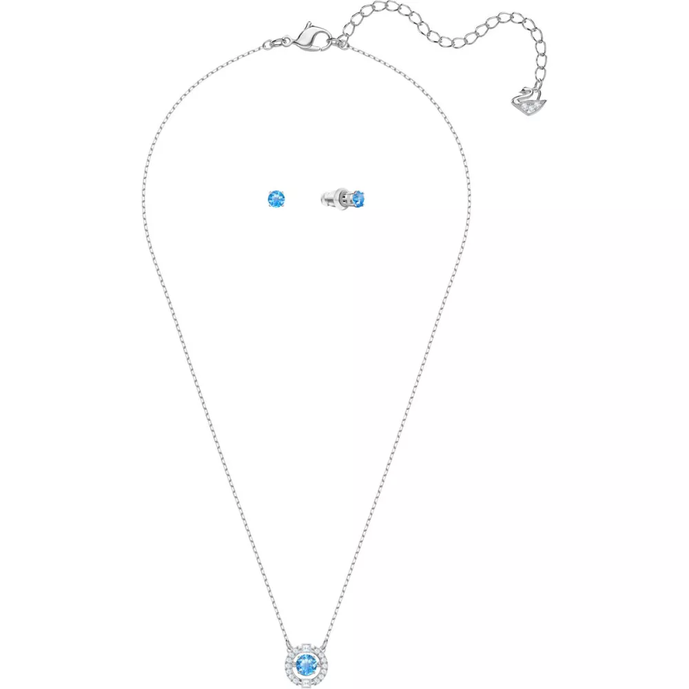 SPARKLING DANCE ROUND SET, BLUE, RHODIUM PLATING 5480485