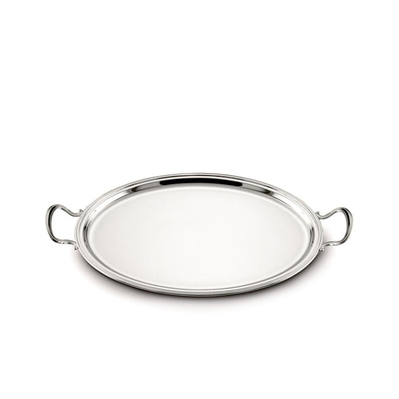SILVER OVAL TRAY WITH HANDLES INGLESE
