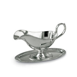 SILVER SAUCE BOAT WITH PLATE INGLESE