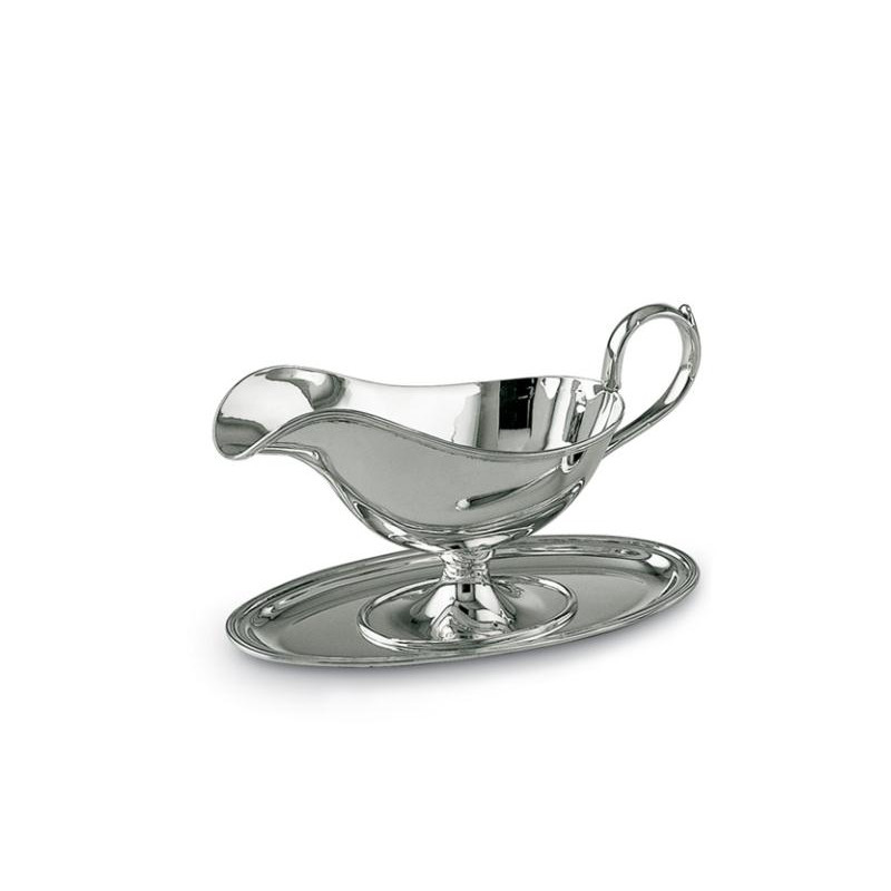 SILVER SAUCE BOAT WITH PLATE INGLESE