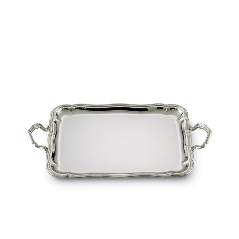 SILVER RECTANGULAR TRAY WITH HANDLE INGLESE