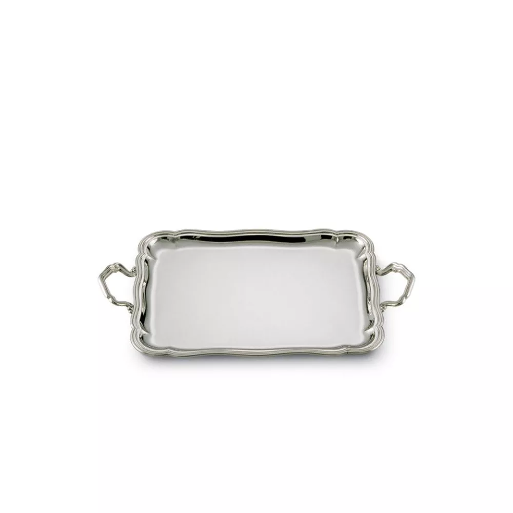 SILVER RECTANGULAR TRAY WITH HANDLE INGLESE