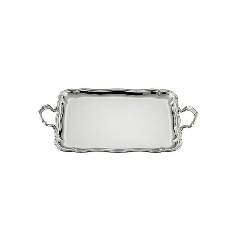 SCHIAVON SILVER RECTANGULAR TRAY WITH HANDLE MOD. 700