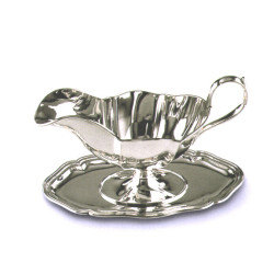 SILVER SAUCE BOAT WITH PLATE
