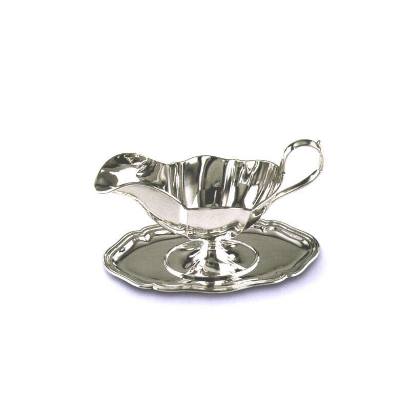 SILVER SAUCE BOAT WITH PLATE