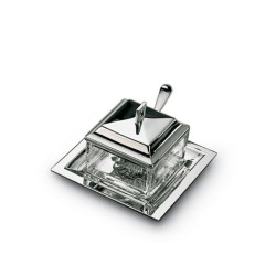 SILVER SQUARE CHEESE BOWL WITH MARKED EDGED MOD. SPIGOLO