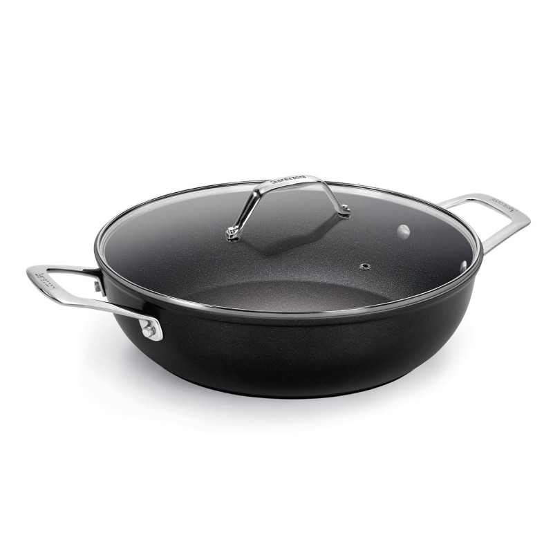 LOW CASSEROLE WITH LID 32CM BLACK TITAN