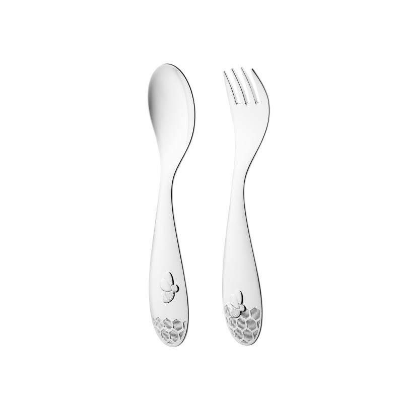 SET OF 2 SILVER PLATED BABY CUTLERY 82314 BEEBEE