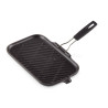 CAST IRON RECTANGULAR GRILL WITH SILICONE HANDLE 36 CM - BLACK