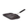 CAST IRON RECTANGULAR GRILL WITH SILICONE HANDLE 36 CM - BLACK